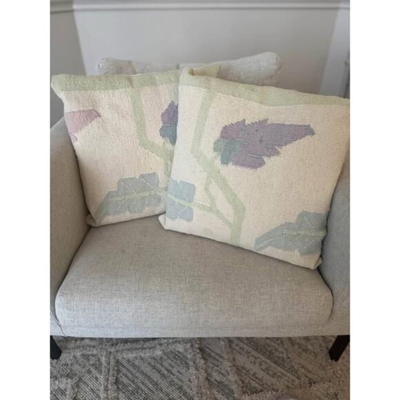 Eastern Accents Vintage 18” Dhurrie Wool Rug Throw Pillows - Picture 1 of 6